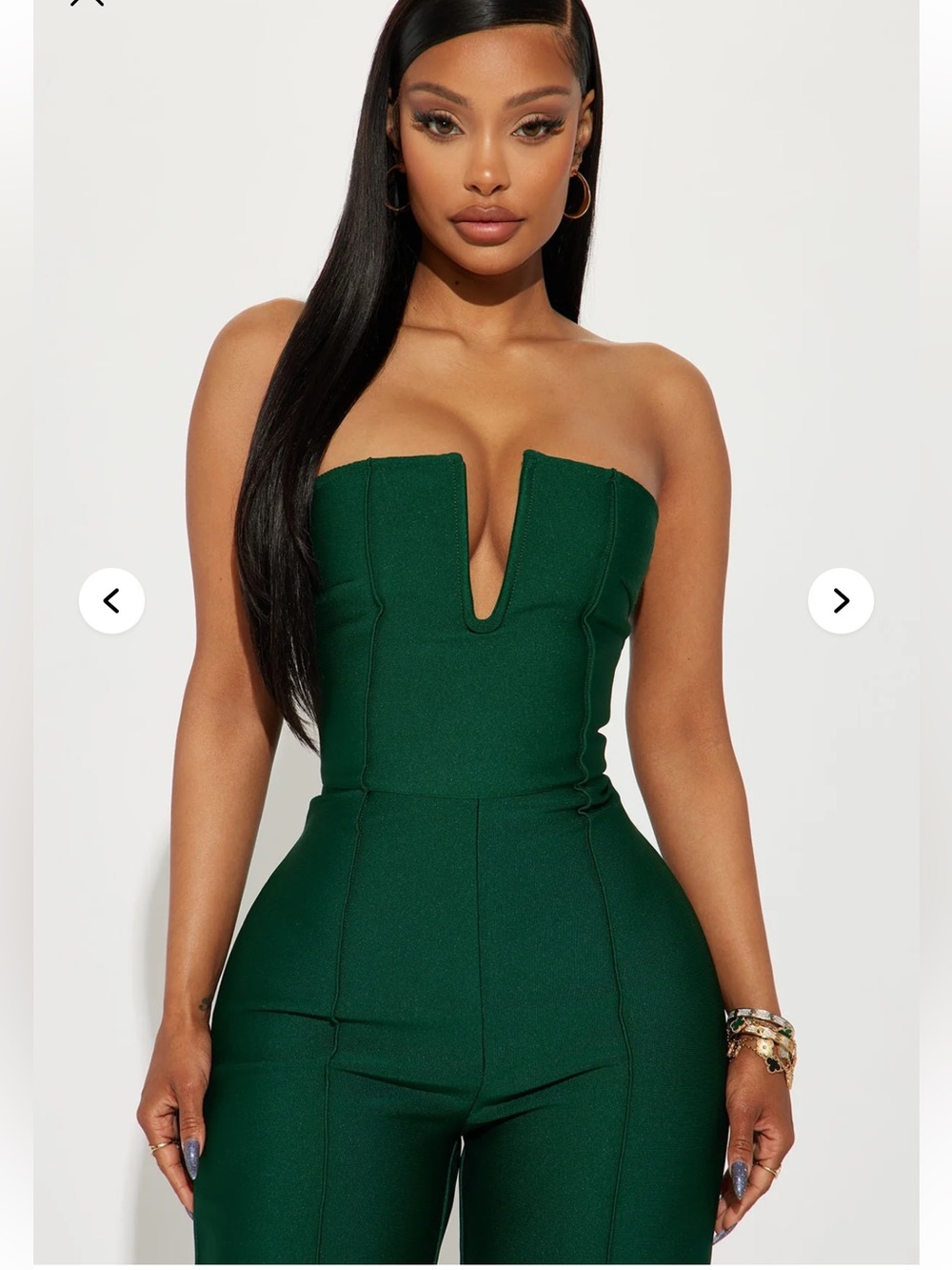Fashion Nova Strapless Deep Emerald Tailored Jumpsuit - Picture 3 of 4